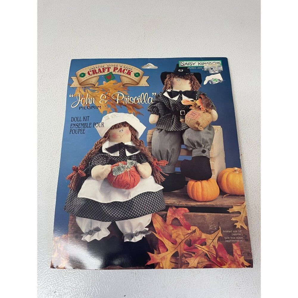 Daisy Kingdom John & Priscilla Pilgrim Doll Kit Ensemble For Poupée 16" Finished